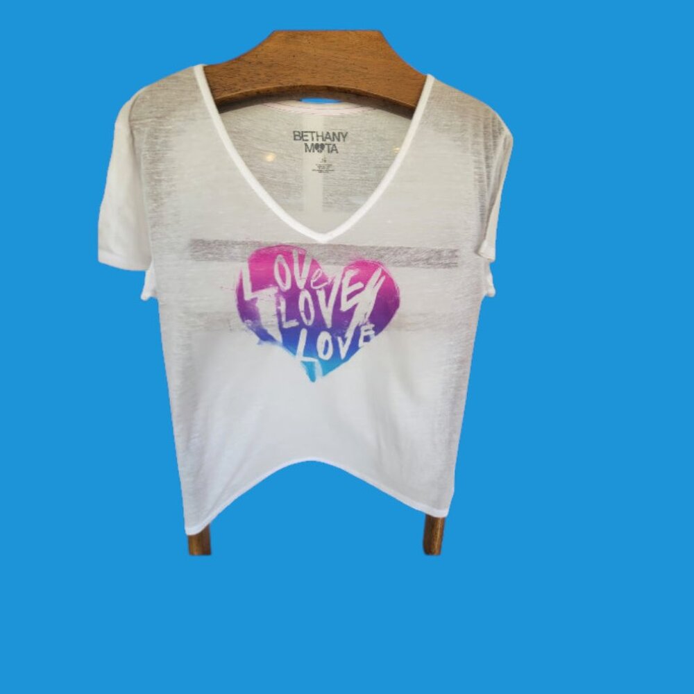 3/$30 NWOT Bethany Mota sheer tee size Large 25in across chest